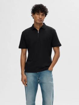 Selected Noos Polo Zip schwarz