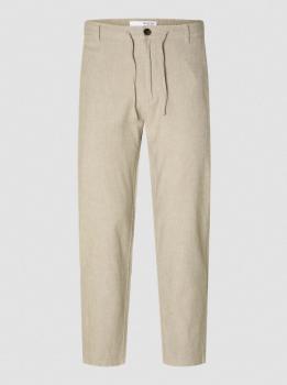 Selected Brody Leinenhose slim taper beige