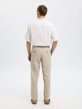 Selected Brody Leinenhose slim taper beige