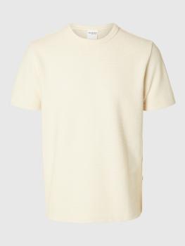 Selected strukturiertes kurzarm Tshirt creme