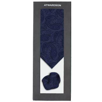 Atwardson Krawatten Set Paisley Monochrom marine