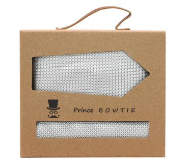 Prince Bowtie Set Krawatte + Einstecktuch silber