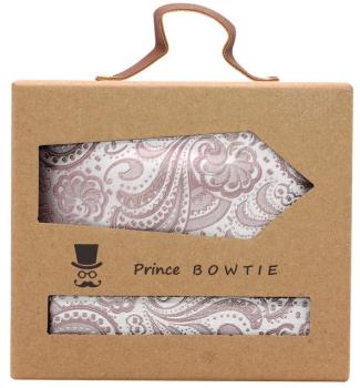 Prince Bowtie Paisley Set Krawatte + Einstecktuch rosa