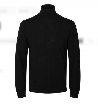 Selected Rollkragen Merino schwarz