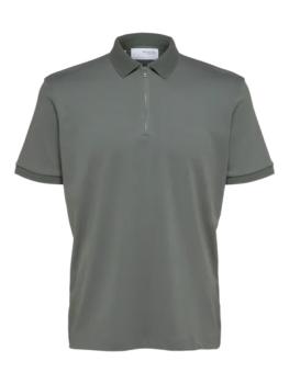 Selected Zip Polo Agave Green