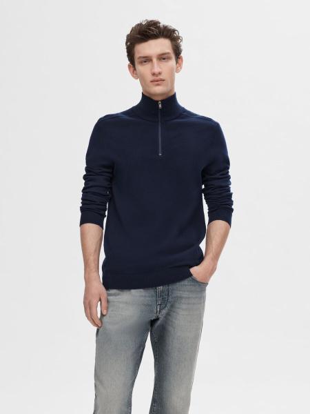 Selected Noos Half-Zip Strickpulli Navy