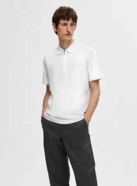 Selected Noos Polo Zip weiß