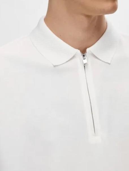 Selected Noos Polo Zip weiß