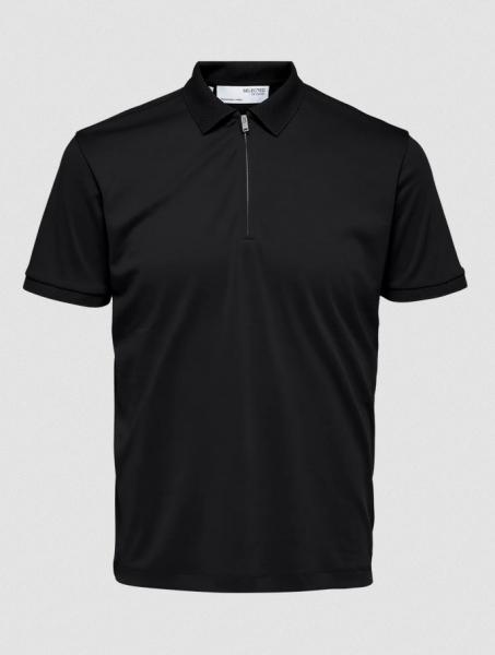 Selected Noos Polo Zip schwarz