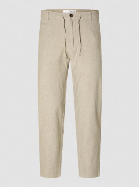 Selected Brody Leinenhose slim taper beige