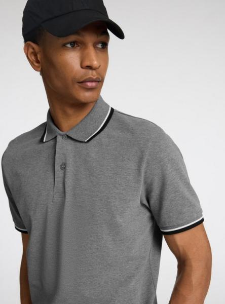 Selected Poloshirt grey melange pique