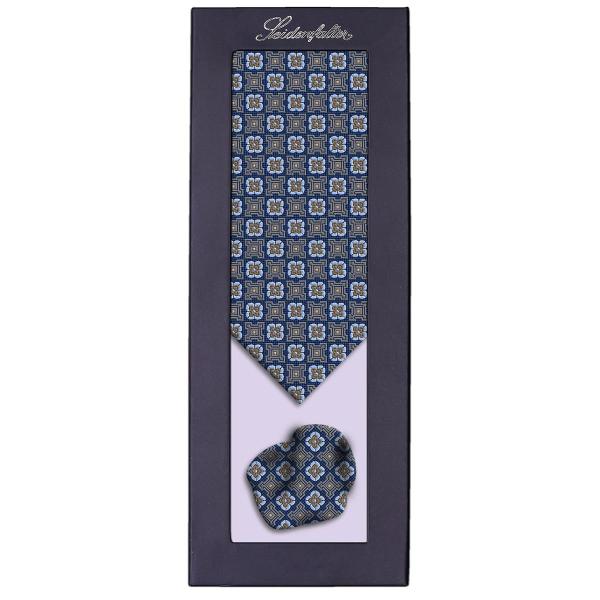 Seidenfalter Krawatten Set Floralsquare grau