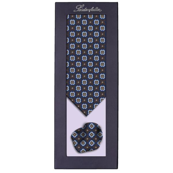 Seidenfalter Krawatten Set Floralsquare braun