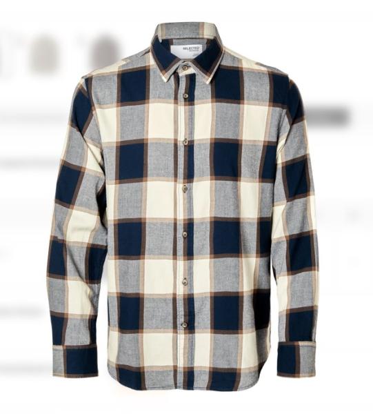 Selected Flannel Sky Captain/Brown