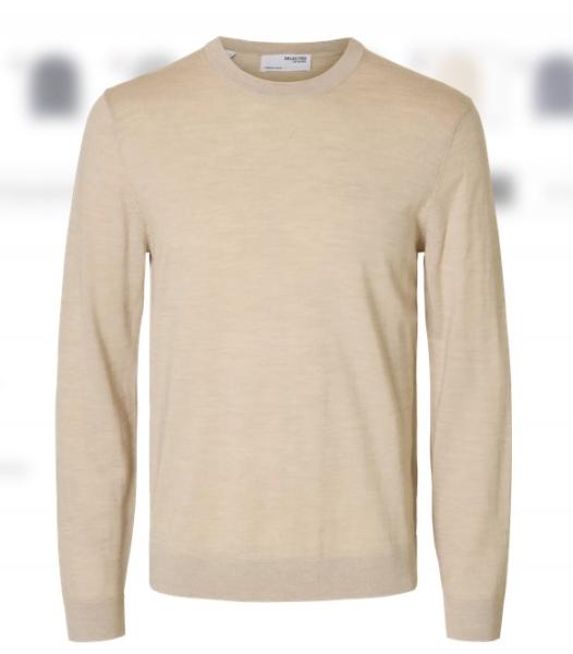 Selected Noos Feinstrick Pullover Merino oatmeal